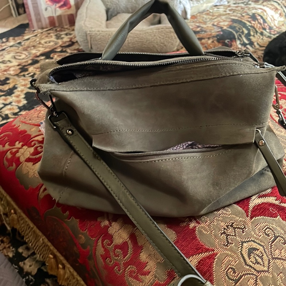 Grey leather suede moda luxe purse
